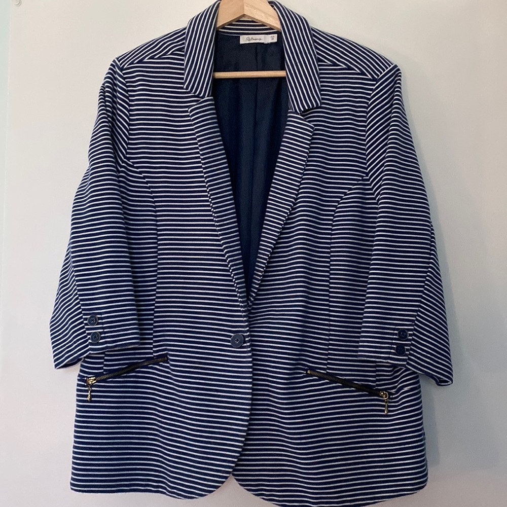 Striped Navy & White Blazer Jacket
